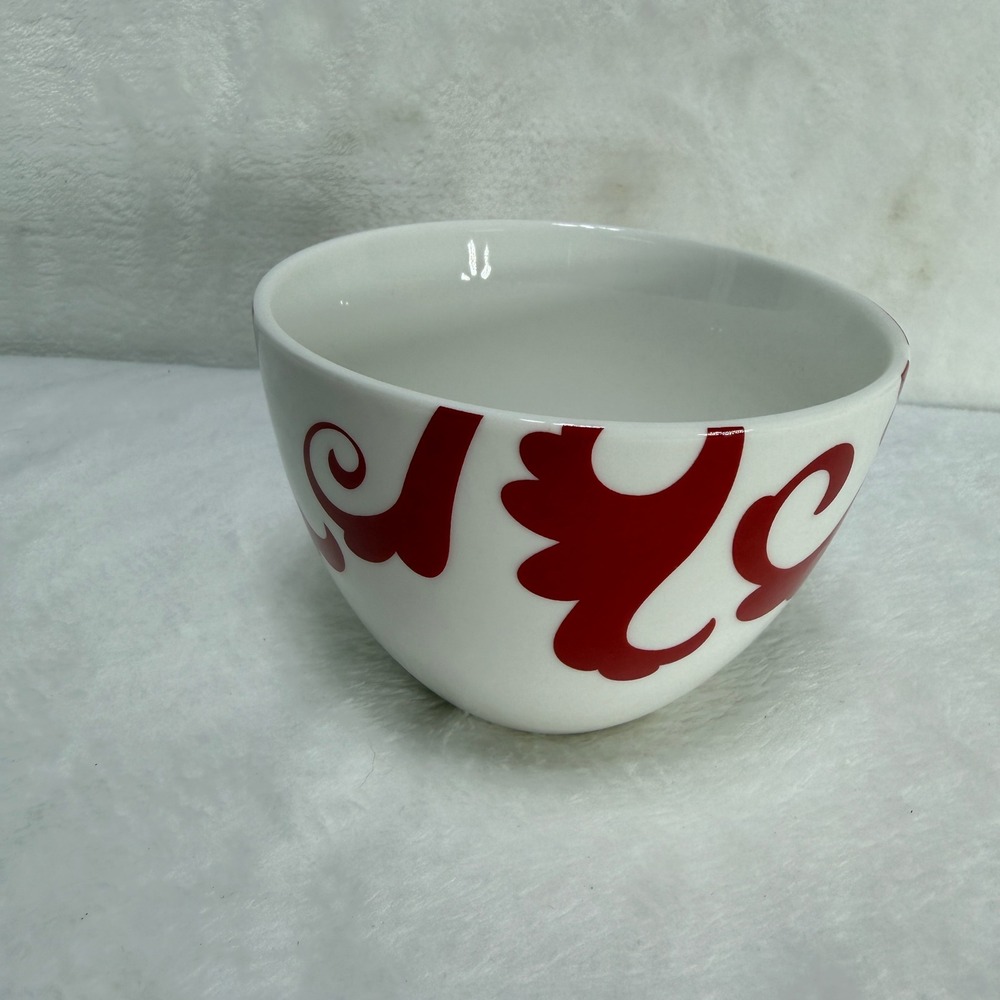 Ciroa‎ Fiori 4" Porcelain Bowl White Red Swirl Graphic Pattern